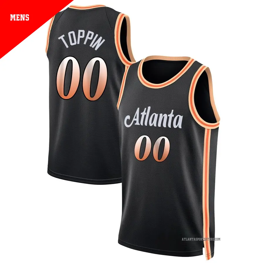 ＃00 Men's Jacob Toppin Atlanta Hawks 2022/23 Swingman Black City Edition Jersey