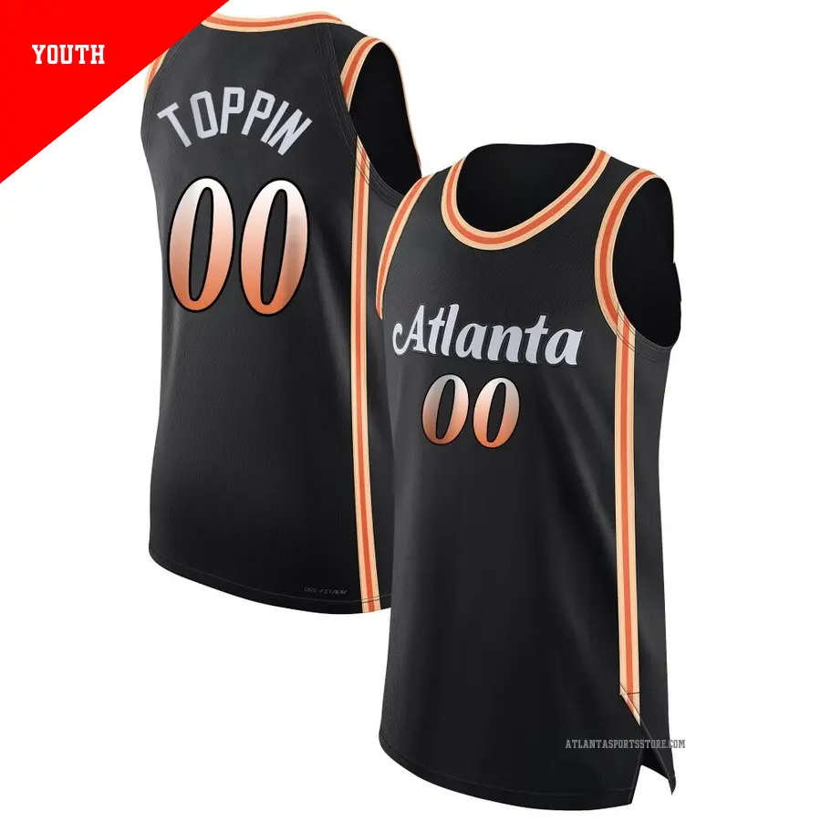 ＃00 Youth Jacob Toppin Atlanta Hawks 2022/23 Authentic Black City Edition Jersey