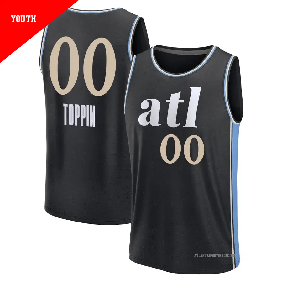 ＃00 Youth Jacob Toppin Atlanta Hawks 2023/24 Fast Break Black City Edition Jersey