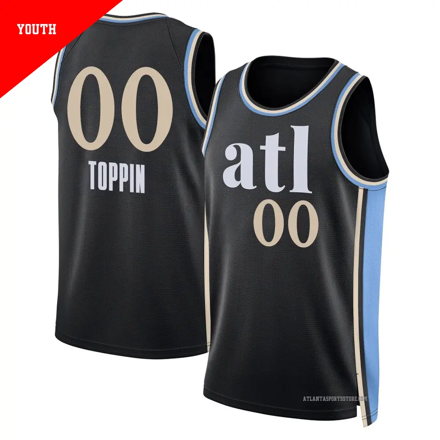 ＃00 Youth Jacob Toppin Atlanta Hawks 2023/24 Swingman Black City Edition Jersey