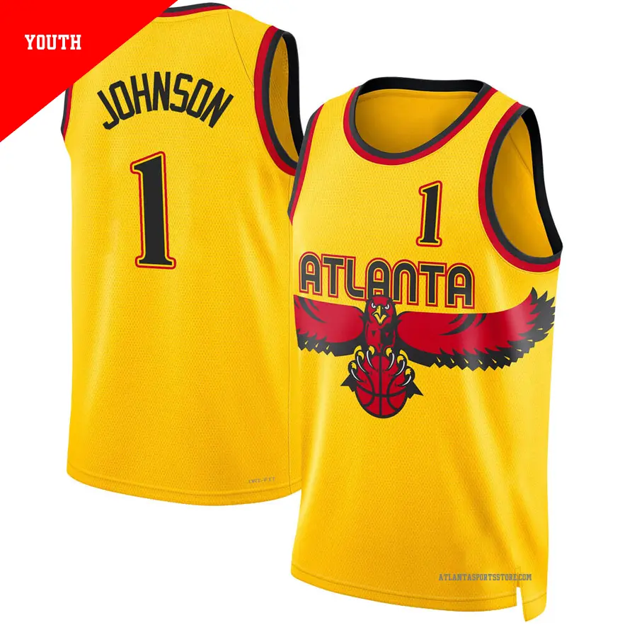 ＃1 Youth Jalen Johnson Atlanta Hawks 2021/22 Swingman Yellow City Edition Jersey