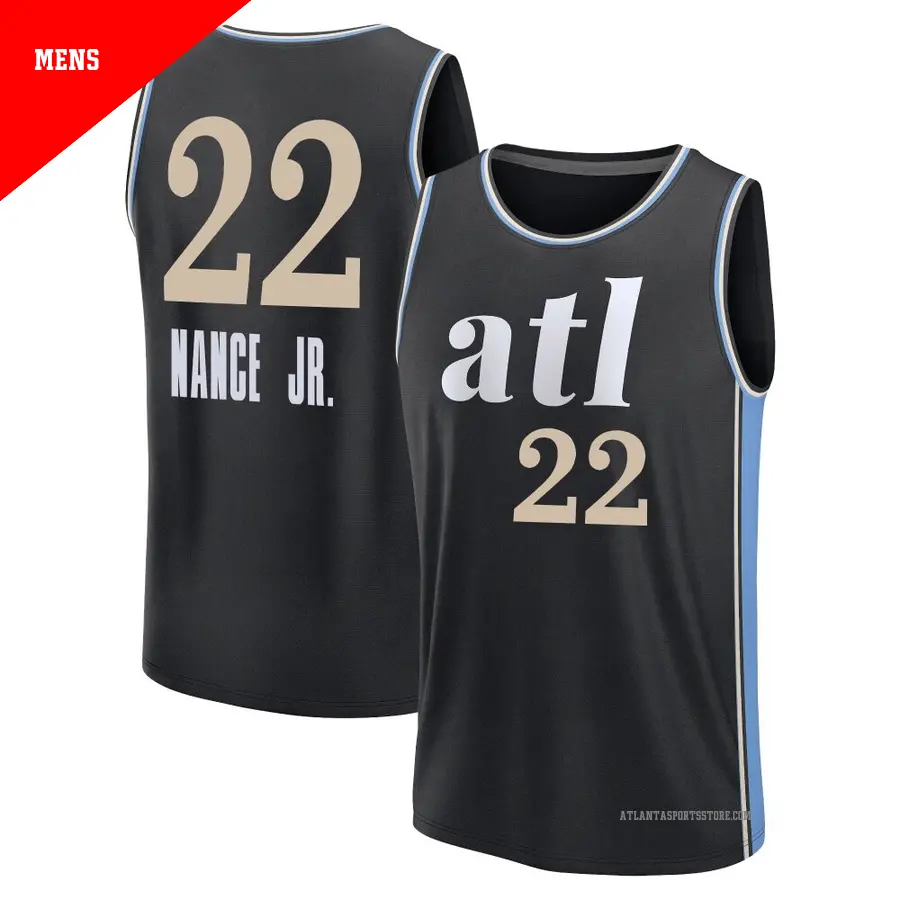 ＃22 Men's Larry Nance Jr. Atlanta Hawks 2023/24 Fast Break Black City Edition Jersey