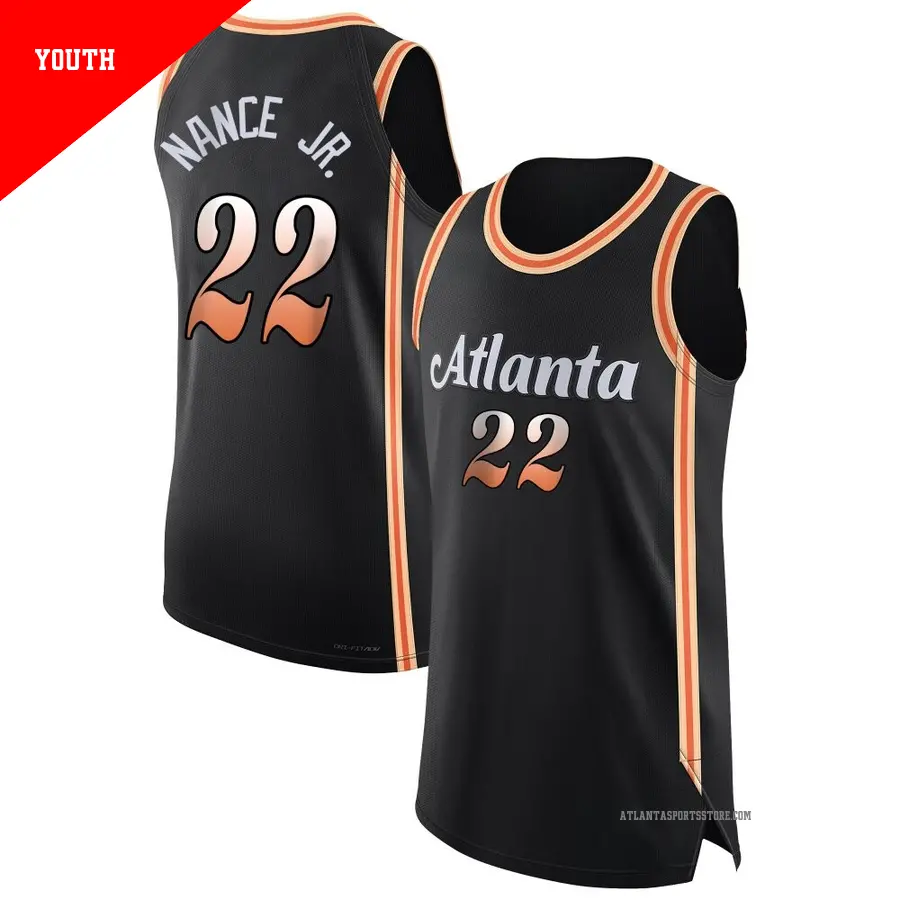 ＃22 Youth Larry Nance Jr. Atlanta Hawks 2022/23 Authentic Black City Edition Jersey
