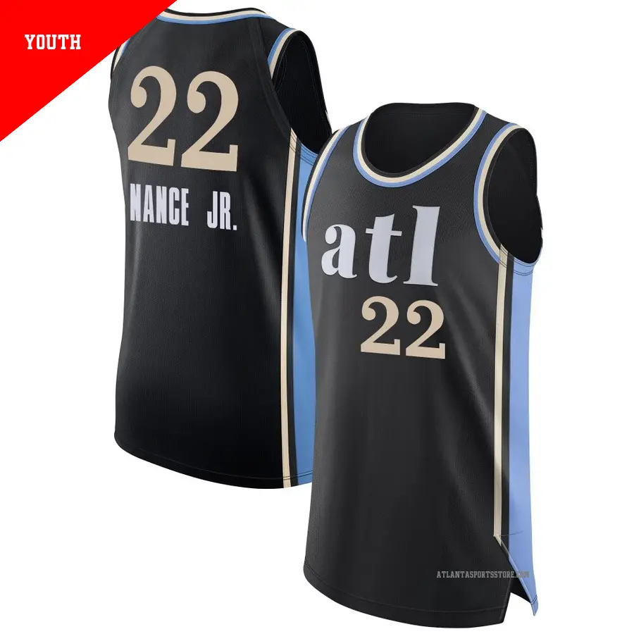 ＃22 Youth Larry Nance Jr. Atlanta Hawks 2023/24 Authentic Black City Edition Jersey