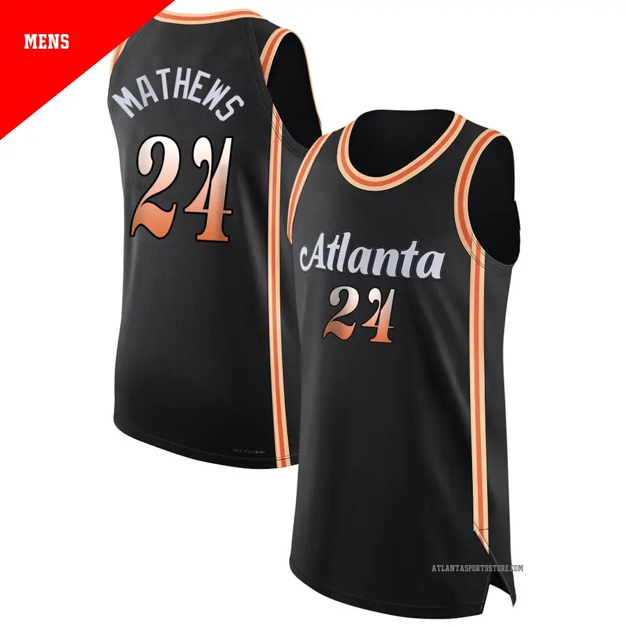 ＃24 Men's Garrison Mathews Atlanta Hawks 2022/23 Authentic Black City Edition Jersey