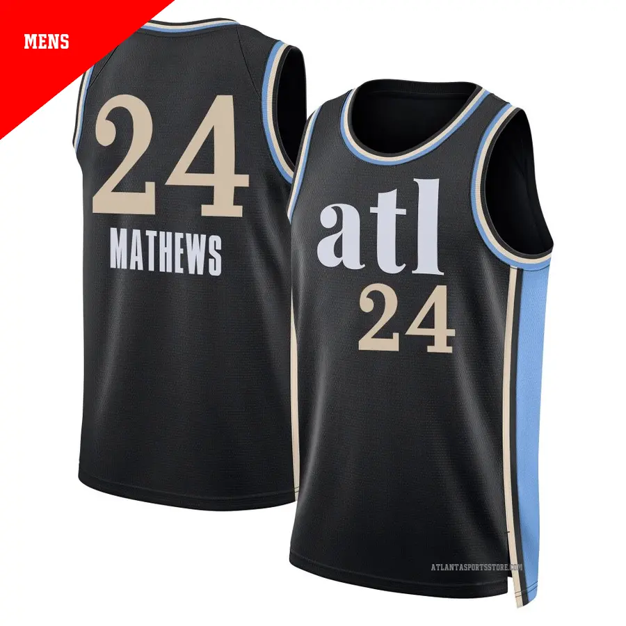 ＃24 Men's Garrison Mathews Atlanta Hawks 2023/24 Swingman Black City Edition Jersey