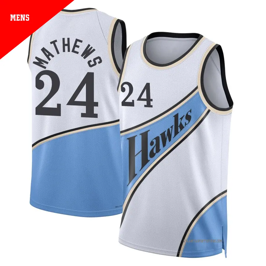 ＃24 Men's Garrison Mathews Atlanta Hawks 2024/25 Swingman White City Edition Jersey