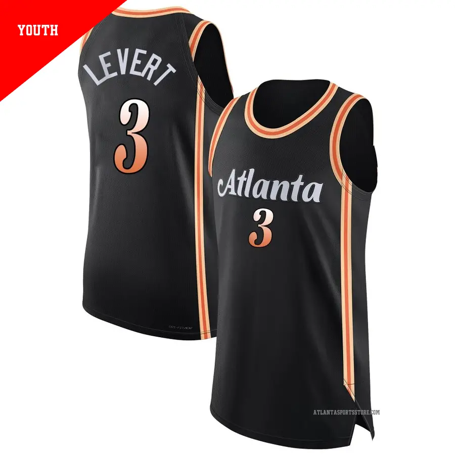 ＃3 Youth Caris LeVert Atlanta Hawks 2022/23 Authentic Black City Edition Jersey